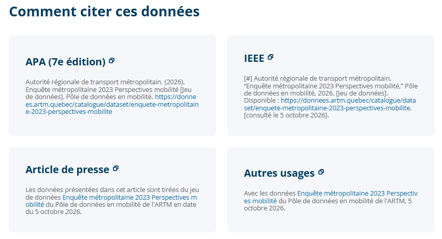 Section - Citation des données