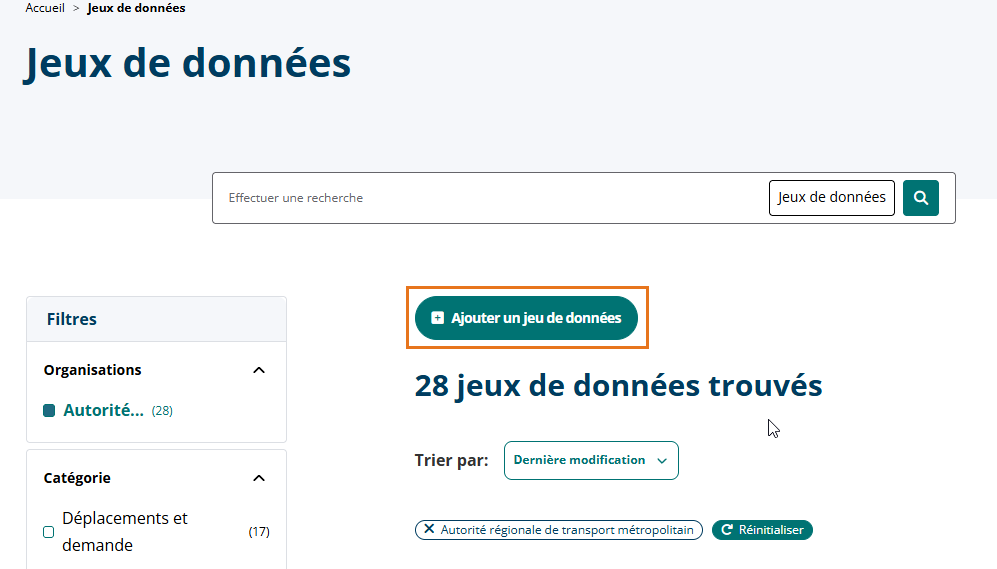 Bouton - Ajouter un jeu de données
