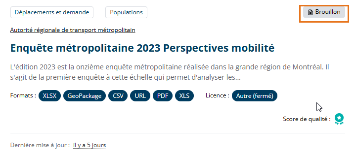 Statut de publication - Brouillon